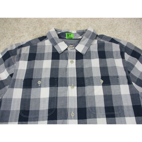 North Face Shirt Mens Large L Blue White Check Casual Short Sleeve Button Up - Picture 5 of 12